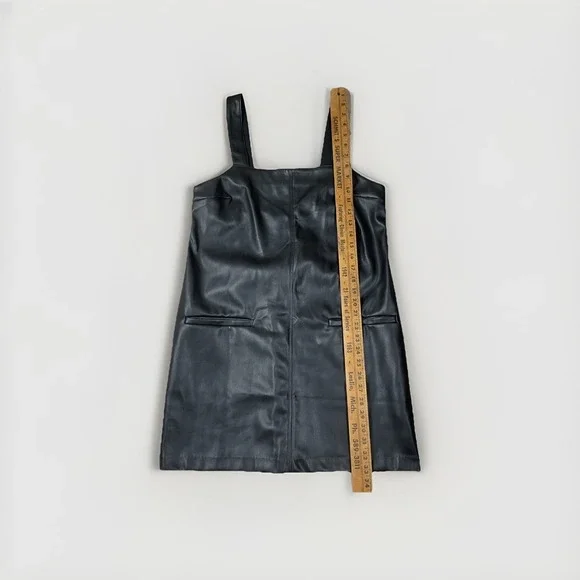 Abercrombie & Fitch Black Faux Leather Sleeveless Mini Dress Size Medium - Picture 3 of 8
